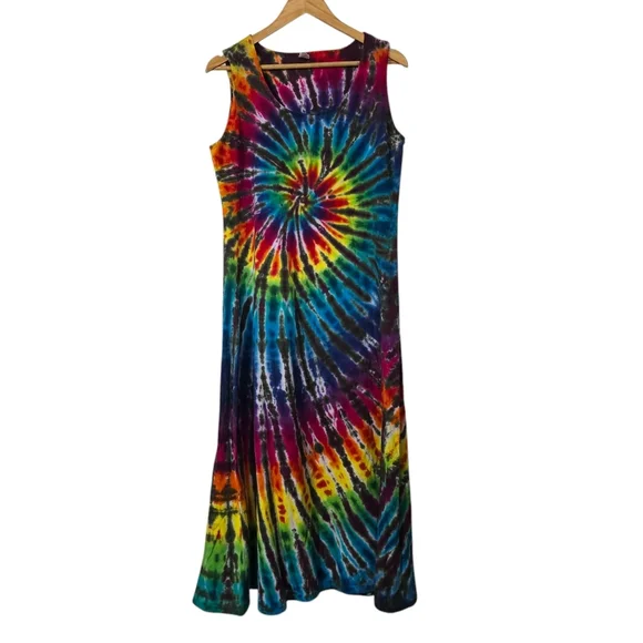 Vibrant Rainbow Tie-Dye Sleeveless Sundress - Picture 4 of 5